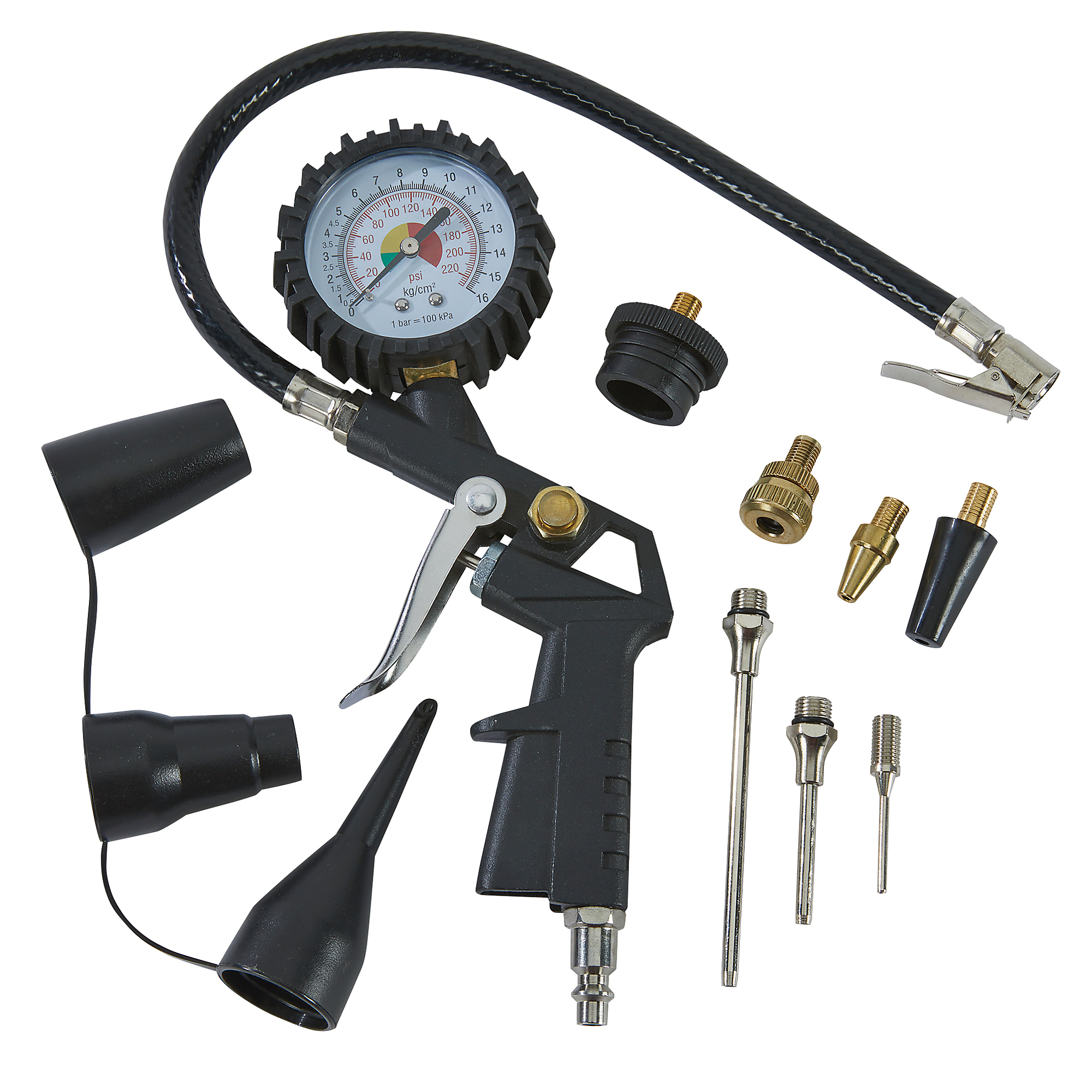 Ironton Heavy-Duty Air Compressor Accessory Kit, Air Blow Gun and Air Hose Fittings, 1/4in. NPT, 100 PSI